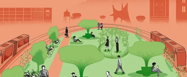 Illustration de : Place de la gare : un espace végétalisé et agréable